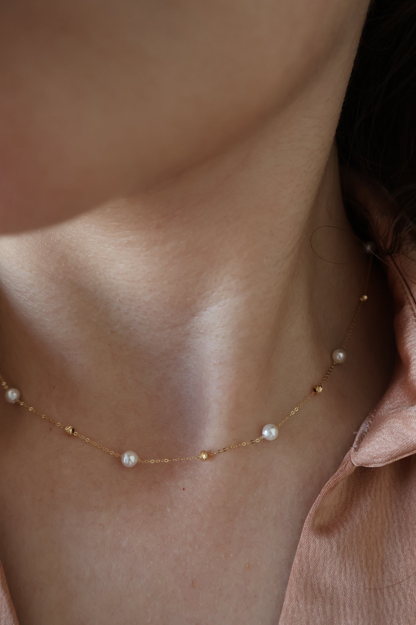 Celestine Pearl Bead Necklace