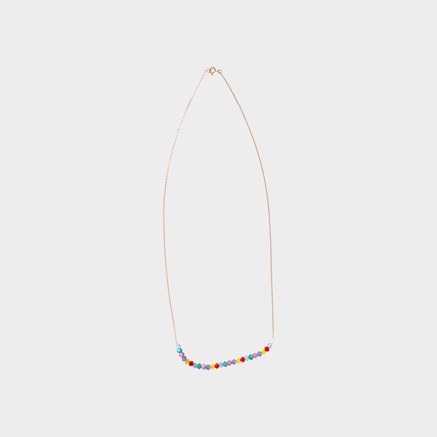Rainbow Glow 18K yellow gold colourful stones necklace handcrafted Dubai 16 inch