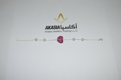 Heart P Bracelet – 18K gold bracelet, Akasia Jewellery Dubai