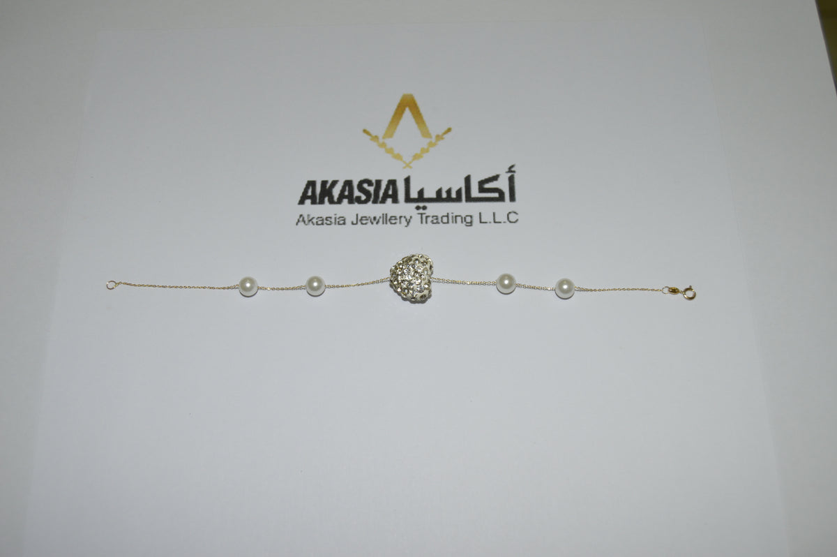 Heart P Bracelet – 18K gold bracelet, Akasia Jewellery Dubai