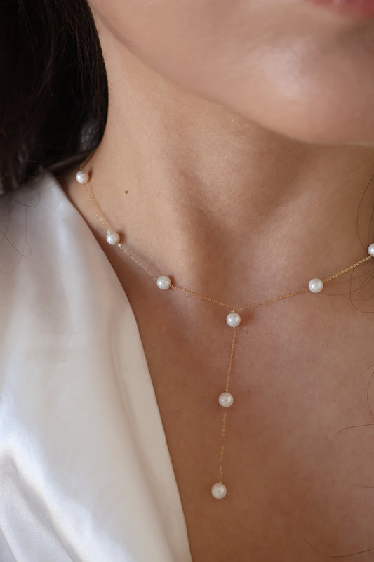 Golden Pearl Drop Necklace