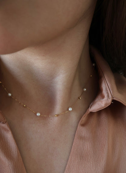 Celestine Pearl Bead Necklace