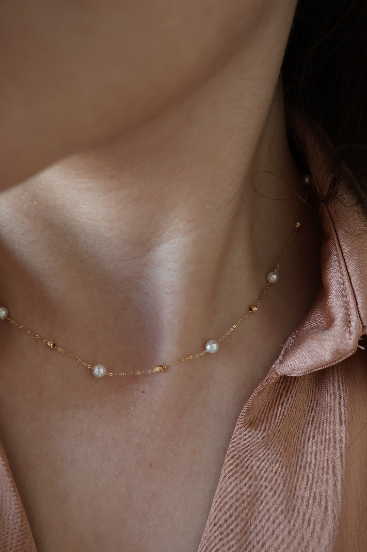 Celestine Pearl Bead Necklace