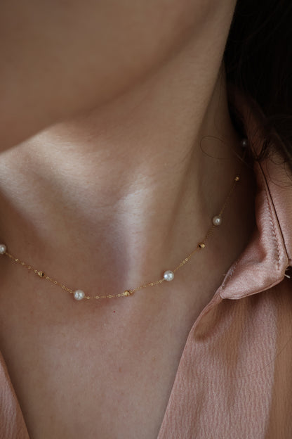 Celestine Pearl Bead Necklace