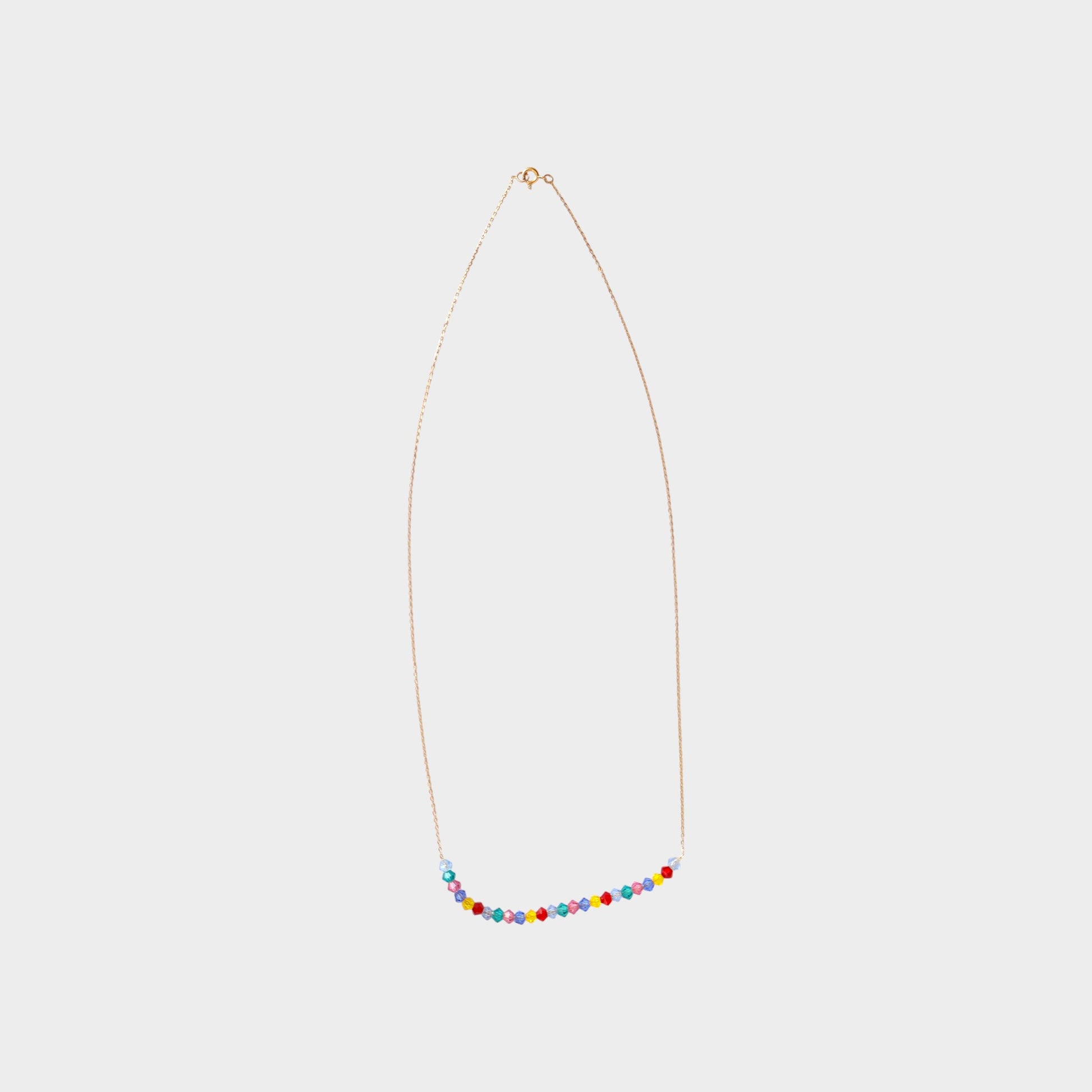 Rainbow Glow 18K yellow gold colourful stones necklace handcrafted Dubai 16 inch