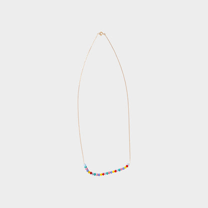 Rainbow Glow 18K yellow gold colourful stones necklace handcrafted Dubai 16 inch