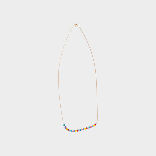 Rainbow Glow 18K yellow gold colourful stones necklace handcrafted Dubai 16 inch